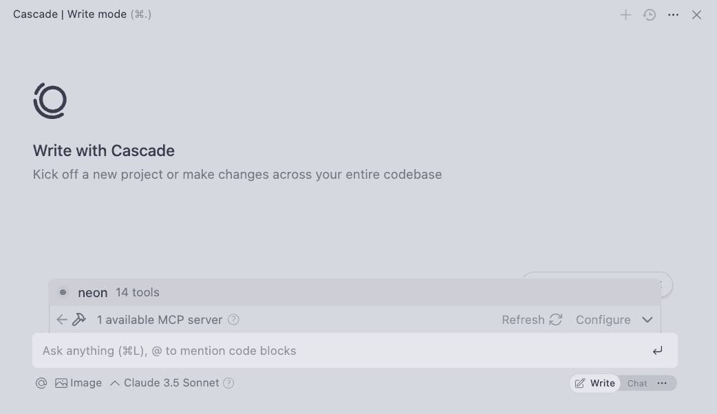 Windsurf MCP Toolbar with Server Available